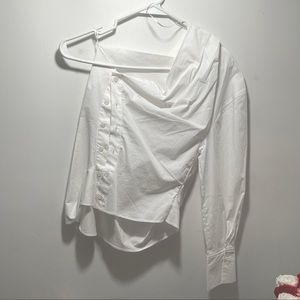 ZARA Asymmetric Poplin Top